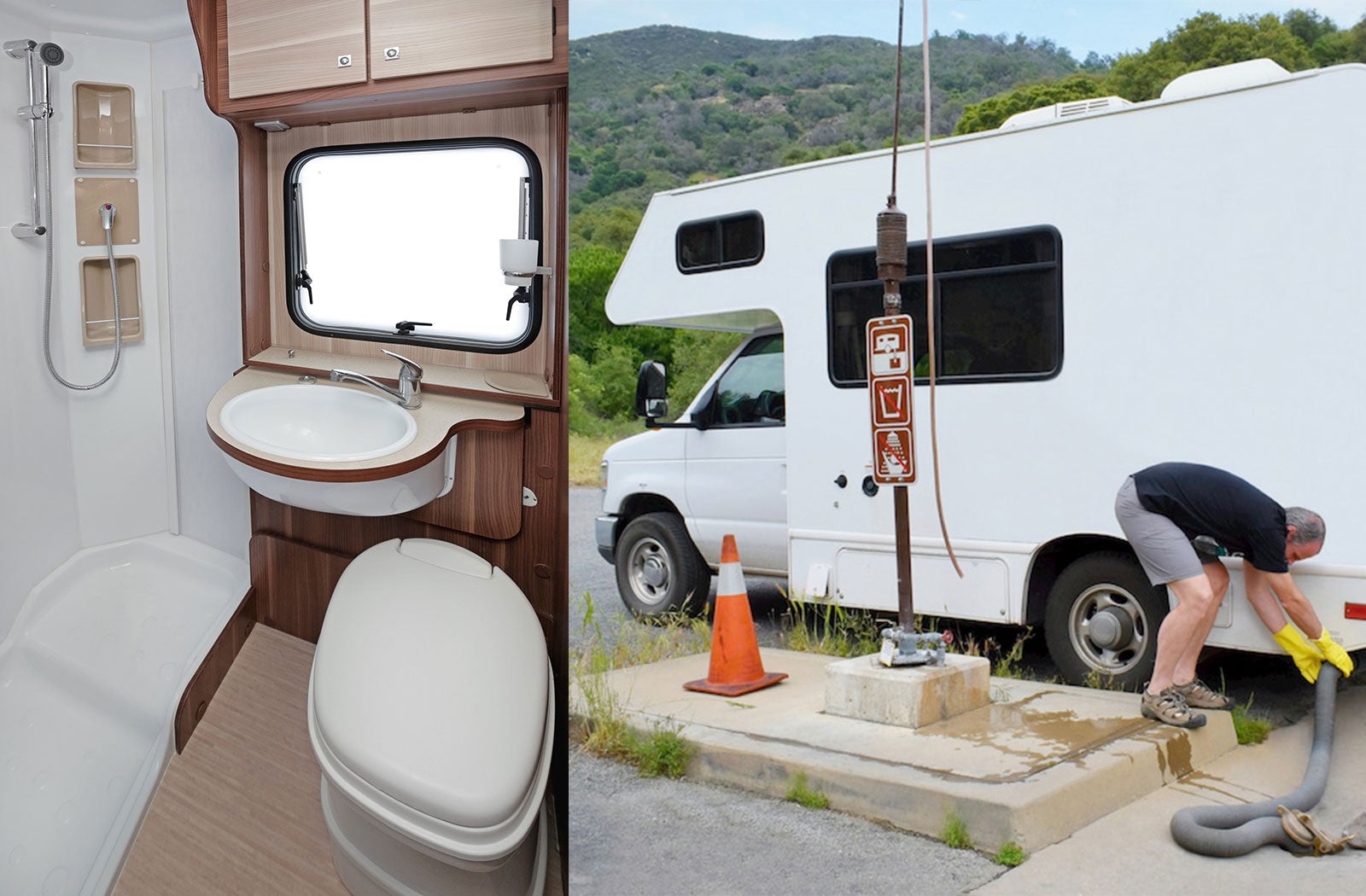 Portable RV/camper toilet and holding tank setup in Quincy, Illinois